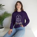 Purple Small She Mostly Answered Emails in Grave Design Unisex Heavy Blend™ Crewneck Sweatshirt