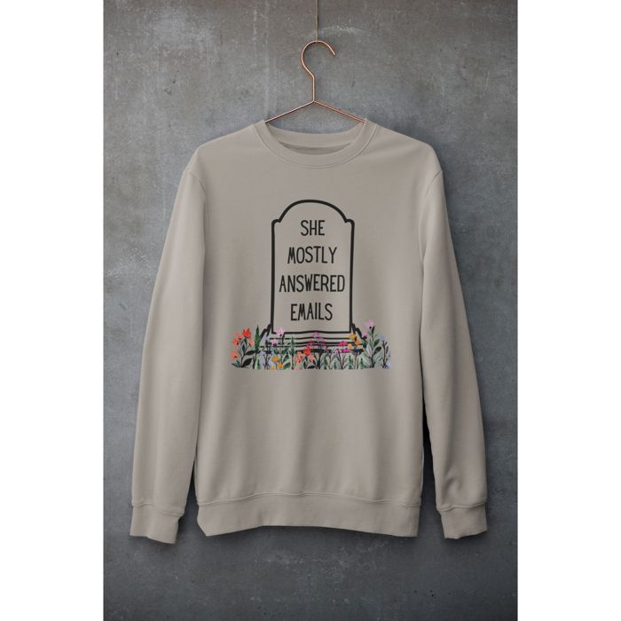 She Mostly Answered Emails in Grave Design Unisex Heavy Blend™ Crewneck Sweatshirt