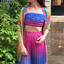  Shimmer Mesh Pride Scarf Wrap in Rainbow Stripe | Unisex Summer Shawl LGBTQ Pride