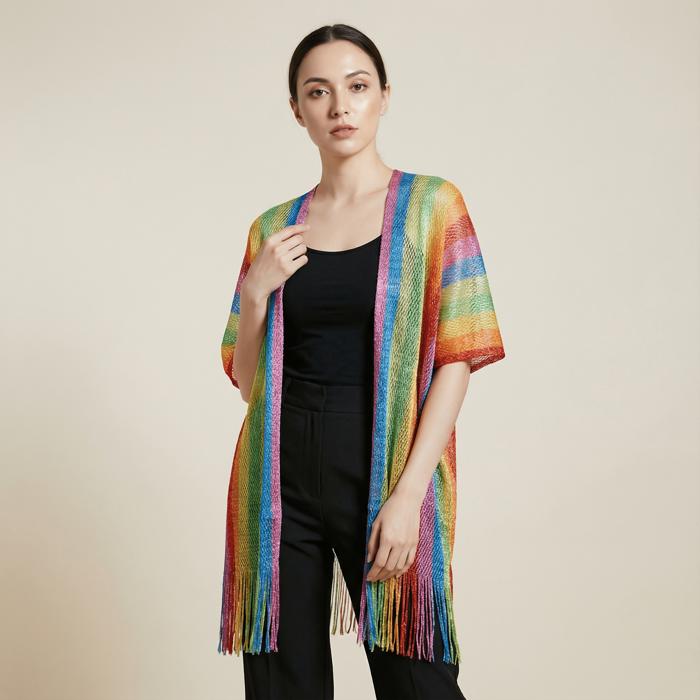 Shimmer Mesh Pride Scarf Wrap in Rainbow Stripe | Unisex Summer Shawl LGBTQ Pride