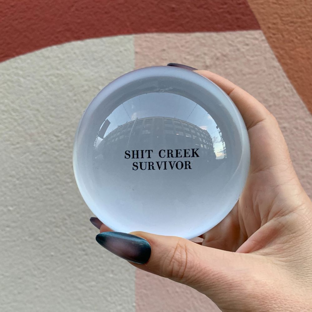 Shit Creek Survivor Glass Dome Paperweight | Paper Document Holder | Desk Organizer Ornament