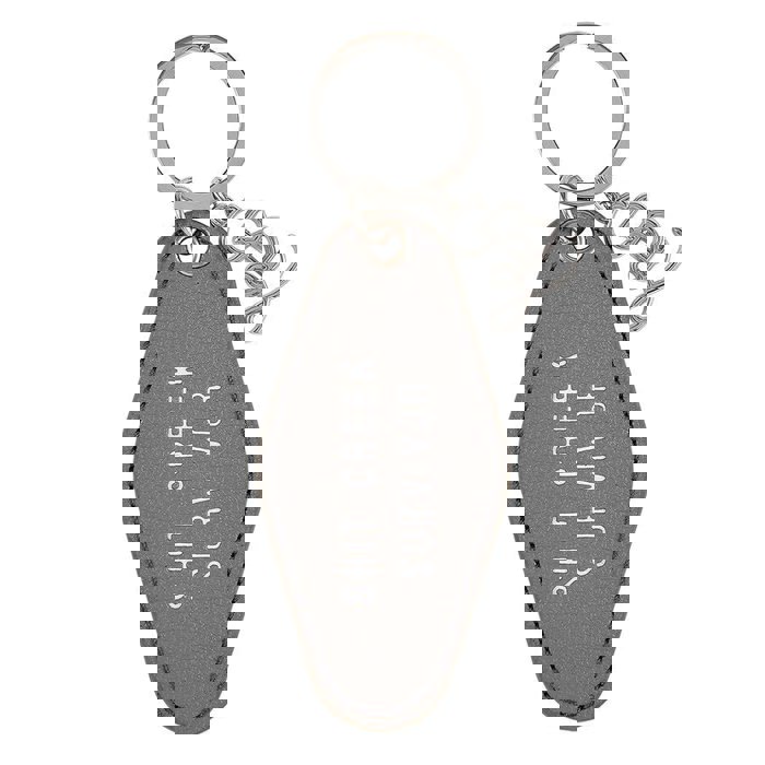 Shit Creek Survivor Leather Style Motel Key Tag | Silver Accent Novelty Keychain
