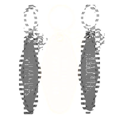 Shit Creek Survivor Leather Style Motel Key Tag | Silver Accent Novelty Keychain