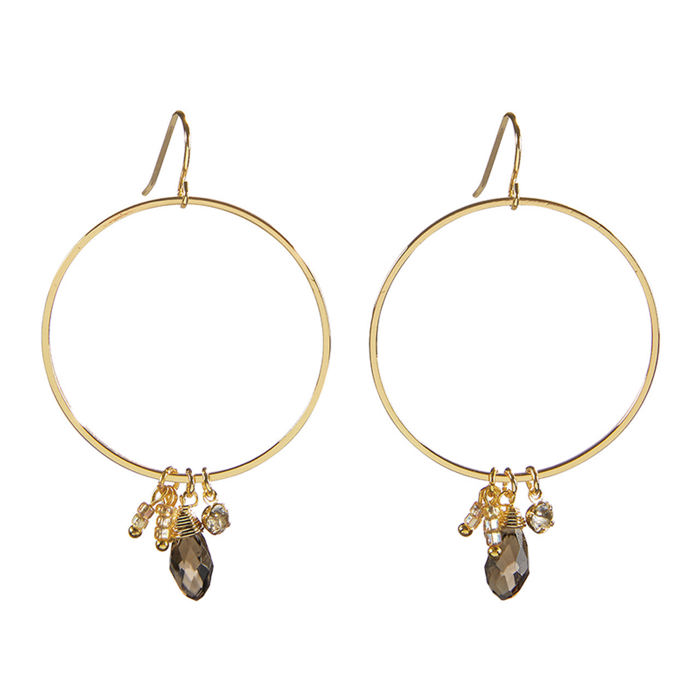 Dangle Hoop Gem Earrings - 6 Color Options |  Cut Glass Gemstones Fashion Jewelry