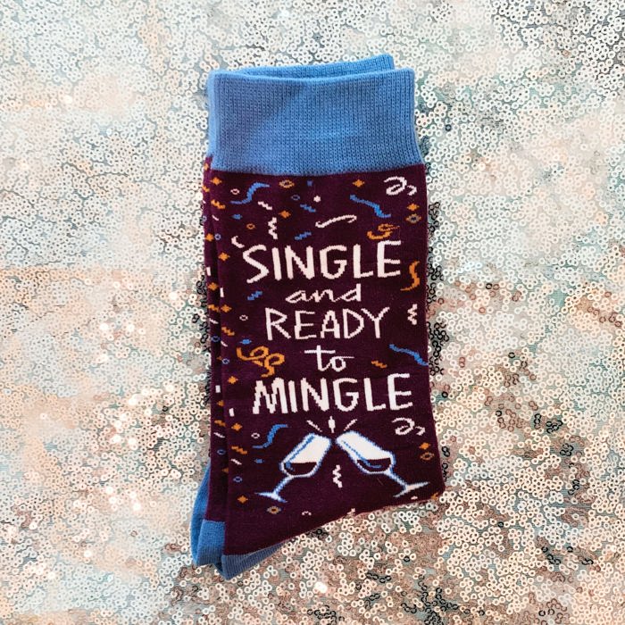 Single and Ready To Mingle Socks | Wine and Confetti Illustration | Gift for Her