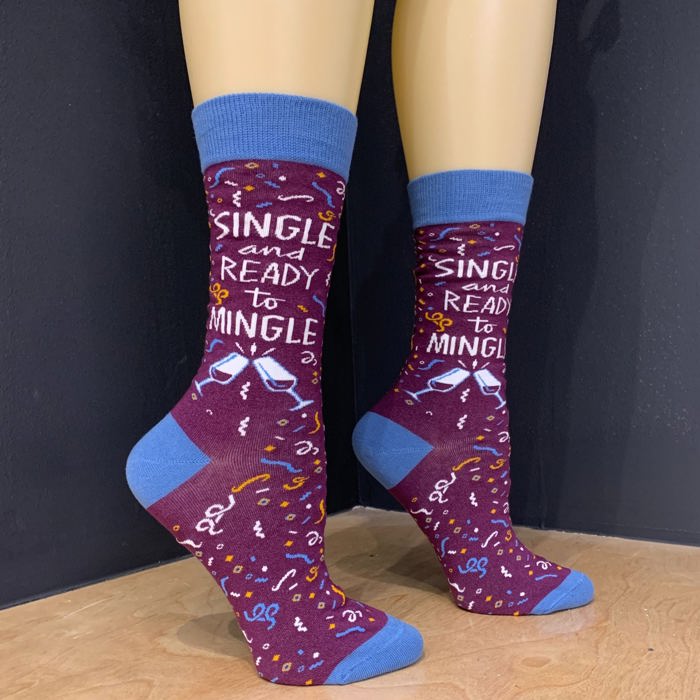 Single and Ready To Mingle Socks | Wine and Confetti Illustration | Gift for Her