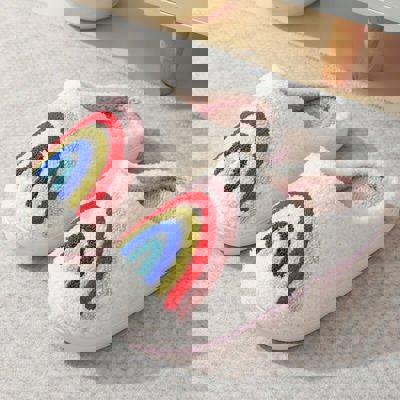 Rainbow Plush Cozy Women's Slippers | Giftable Slip-On Mules House Shoes