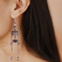  Anatomically Spooky Skeleton Dangle Earrings in Silver | Halloween Themed Fashion Jewelry