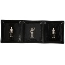  Skeletons Tidbit Tray in Glossy Black | Halloween Themed Stoneware Serving Tray | 13" x 4.75"