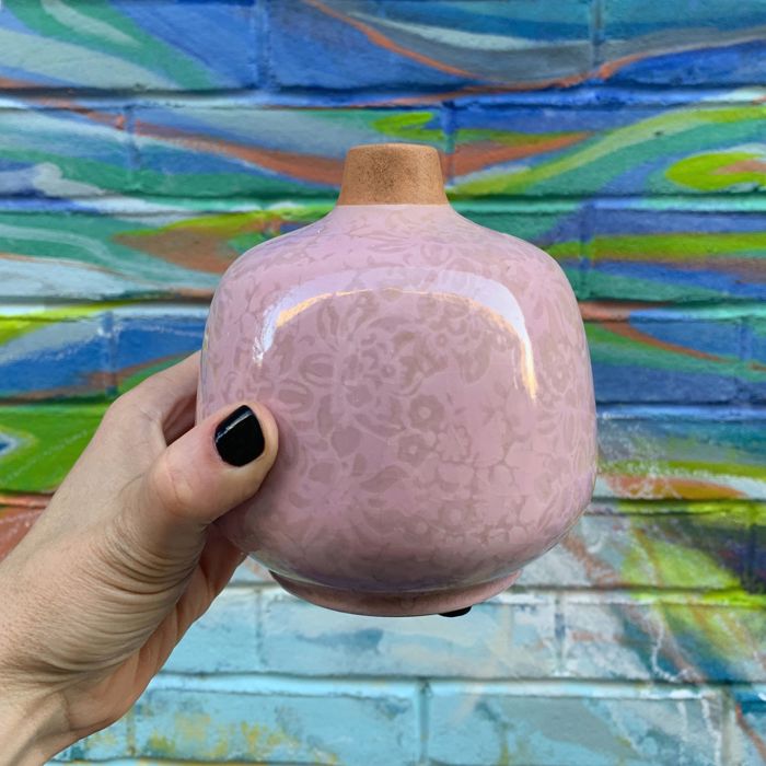 Small Ceramic Light Pink Bud Vase | Decorative Versatile Flower Pot | 4.52" x 4.92" Plant Lover Gifts