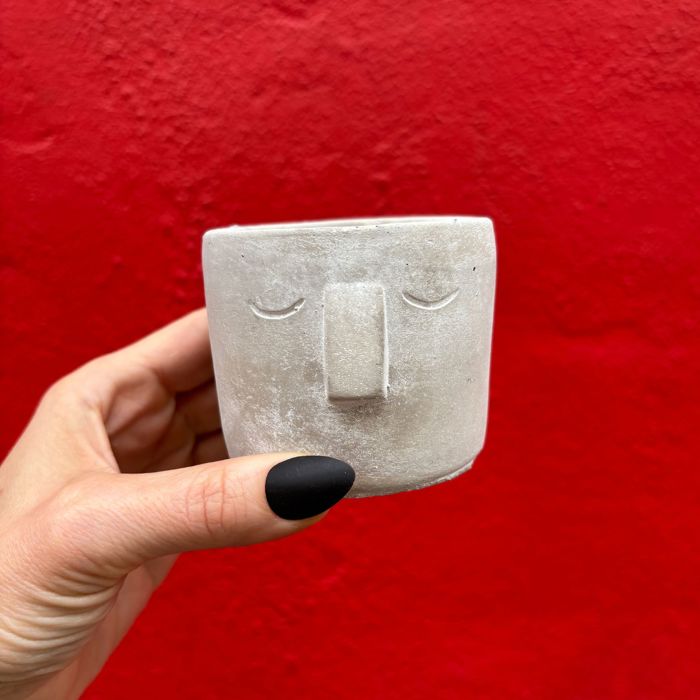 Small Face Pot | Decorative Cement Planter | 3" x 2.5"