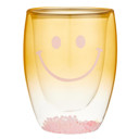  Smiley Face Double-Wall Stemless Wineglass in Yellow Ombre | 80s Cocktail Wine Confetti Glass 10oz