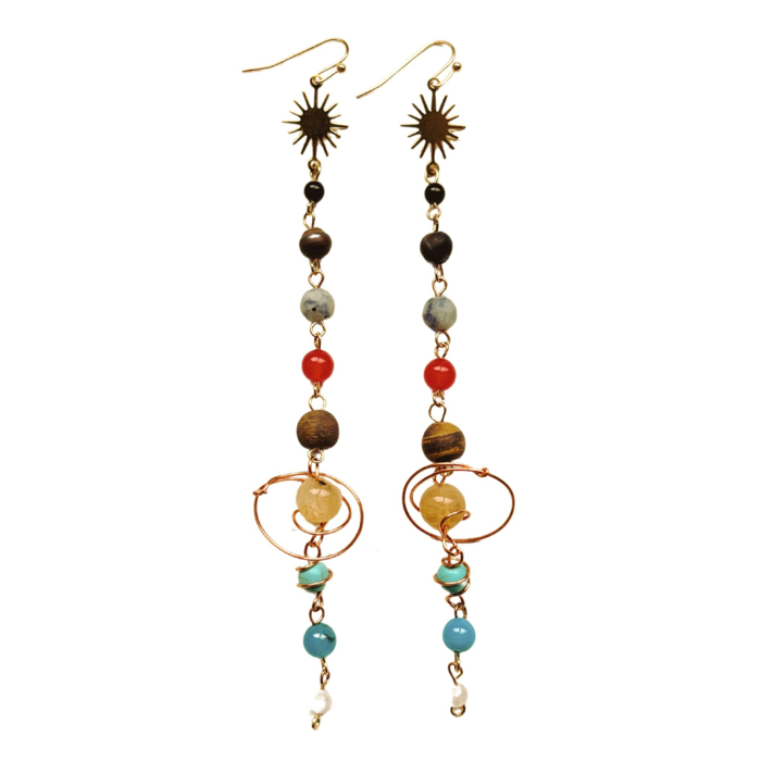 Solar System Shoulder Duster Earrings | 5.2" Long