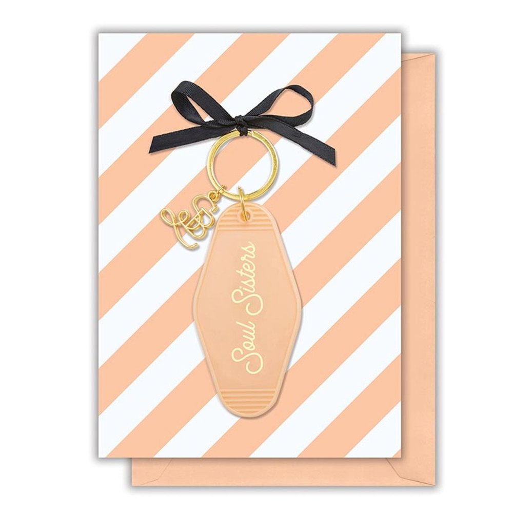 Girl to Girl Keychains on Gift Cards | Gift for Her, Motel Style Keychain, Greeting Card