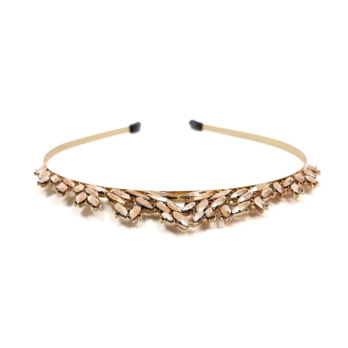 Speakeasy Tiara Headband in Gold and Champagne Gems