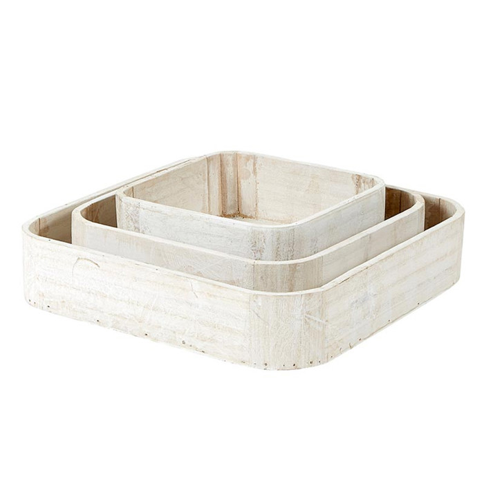 Square Wooden Tray Set | Set of 3 Decorative Serving Tray