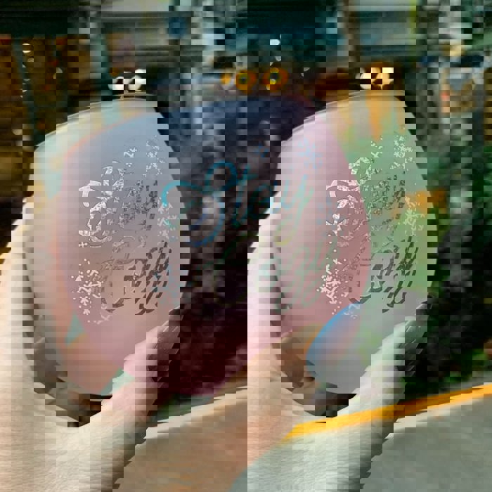 Stay Cozy Roly Poly Blush Pink Ombre Wine Glass  | 13 oz. | Fall Christmas Snowflake Hygge Themed Small Wine Glass