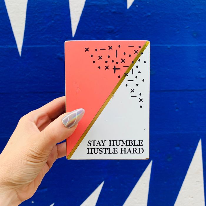 Stay Humble Hustle Hard Wood Pencil Holder |  Geometric Design Desk Organizer