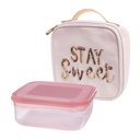  Stay Sweet Pink Combo Lunch Set | Sequin Embellished Lunch Bag and 6.25" Square Food Container