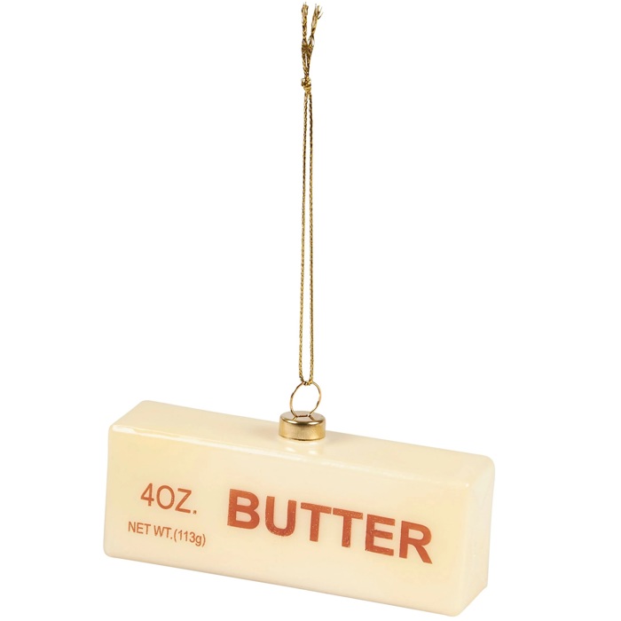 Stick of Butter Glass Holiday Ornament | Christmas Tree Decor | 4" x 2.25"