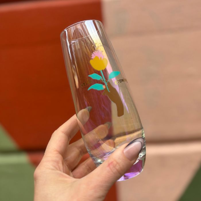 Still Growing Flower Stemless Champagne Flute Glass | Gifts for Her Plant Lover Gifts