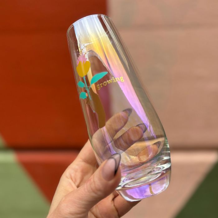 Still Growing Flower Stemless Champagne Flute Glass | Gifts for Her Plant Lover Gifts