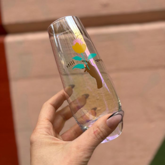 Still Growing Flower Stemless Champagne Flute Glass | Gifts for Her Plant Lover Gifts