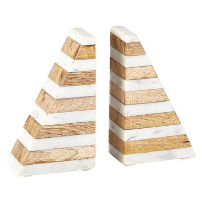 Stylish Marble And Wood Bookend Shelf and Table Décor
