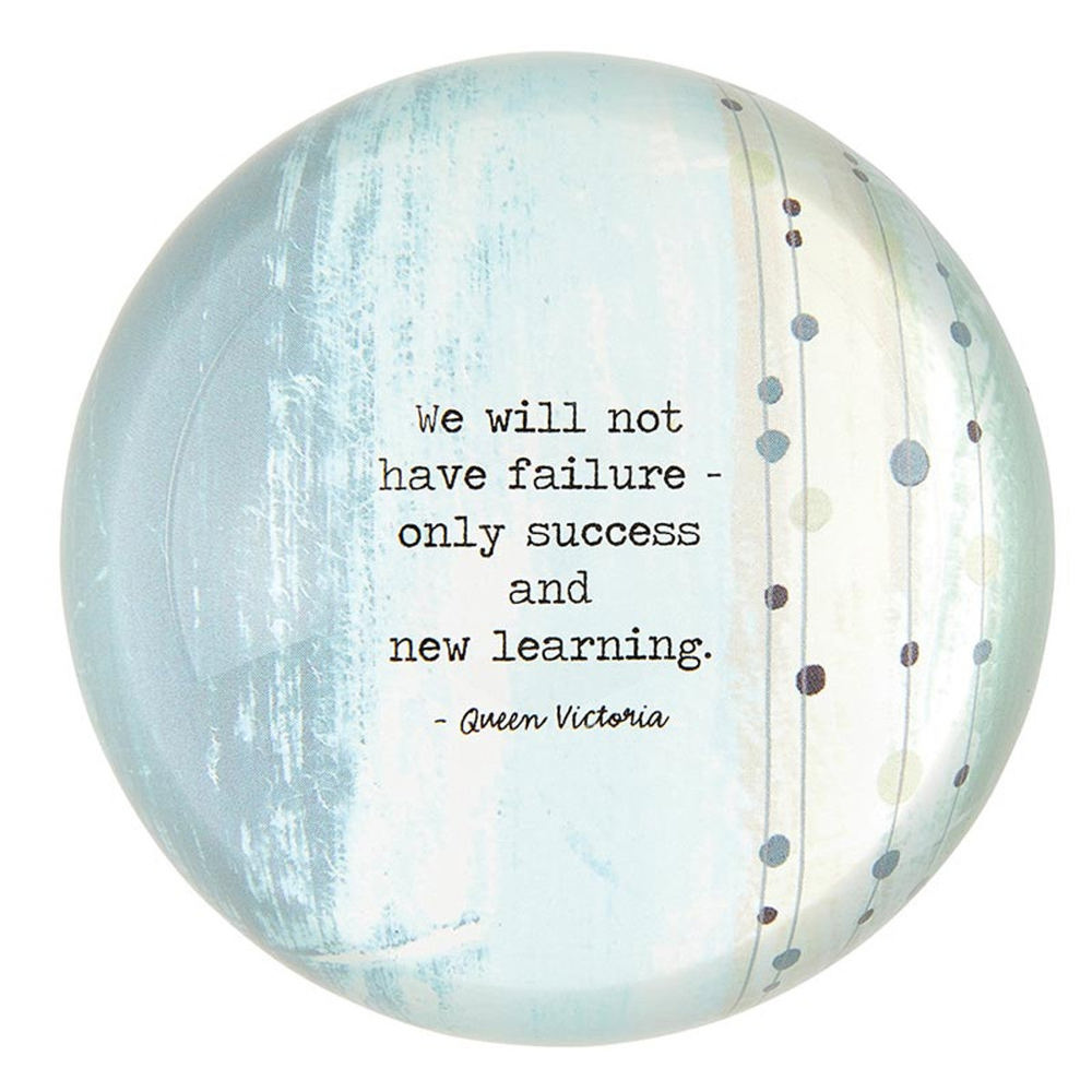 Success And New Learning Glass Dome Paperweight | Paper Document Holder |  3"