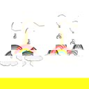 Enamel Rainbow with Clouds Heart Hoop Earrings Silver or Gold