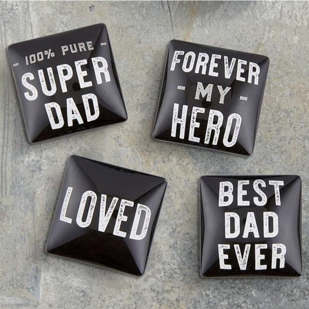 Super Dad Square Glass Magnet Set | In Gift Box