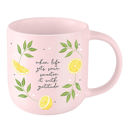  Sweeten It with Gratitude Lemon Stoneware Mug in Pink | Coffee Tea Cup | 18oz