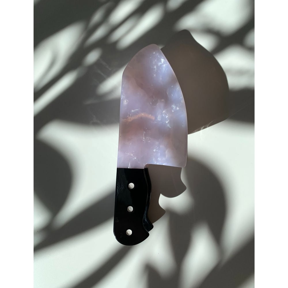 Sword Wife Dagger Hair Claw in White Quartz Acetate