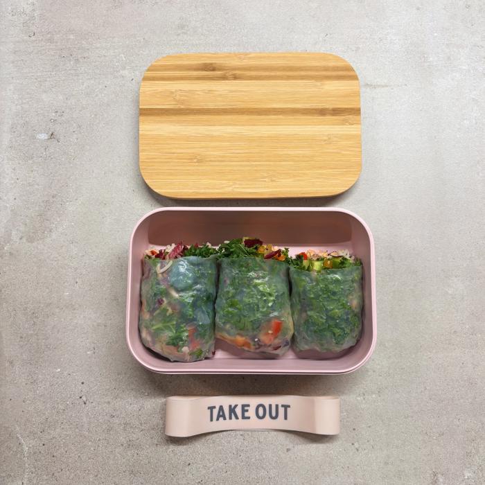 Take Out Bamboo Lunch Box in Blush Pink | Eco-Friendly and Sustainable | 7.5" x 5" x 2"