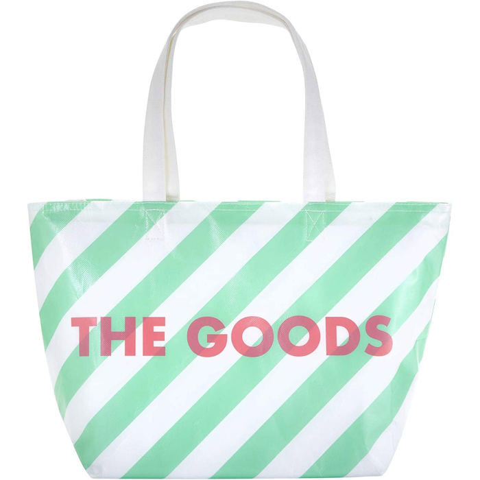 The Goods Cooler Insulated Tote Bag in Green and White Stripes | Soft Flexible Cooler