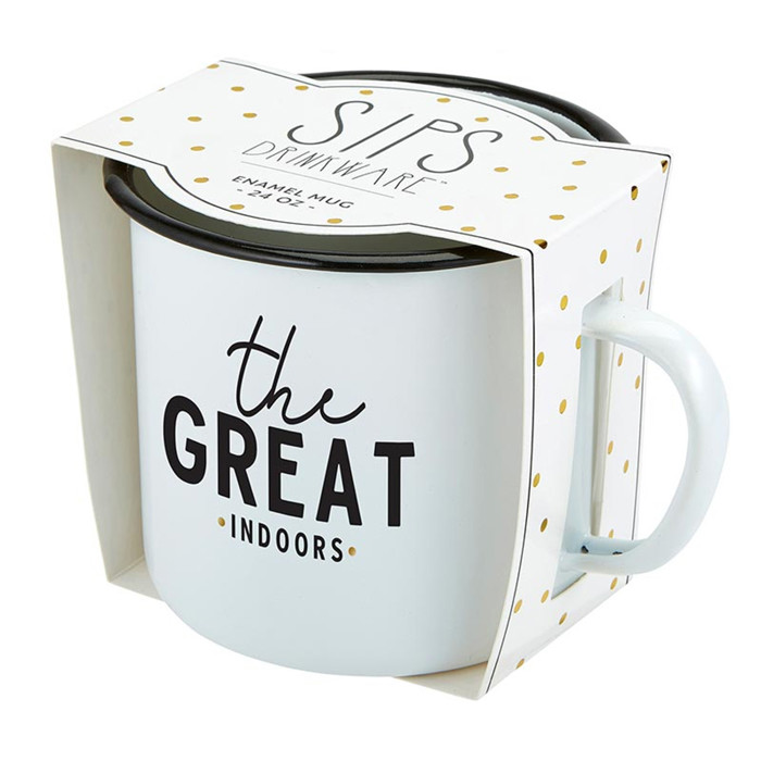 The Great Indoors Enamel Gift Mug | 24oz Camp Mug | Gift for Coffee Lovers