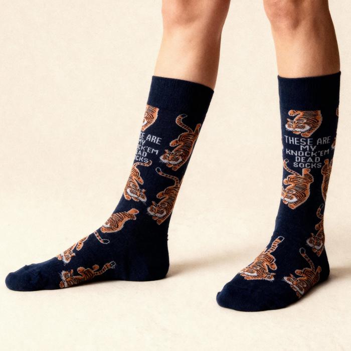 These Are My Knock ’Em Dead Socks | Tiger Motif Vintage Crew Socks