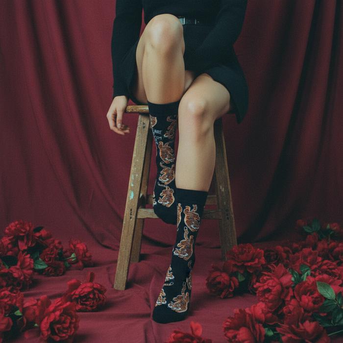 These Are My Knock ’Em Dead Socks | Tiger Motif Vintage Crew Socks