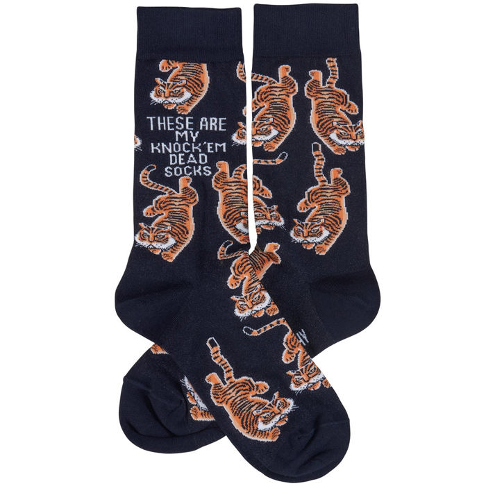 These Are My Knock 'Em Dead Socks with Tiger Motif | Unique Hand Illustrated Designs | Gift for Her