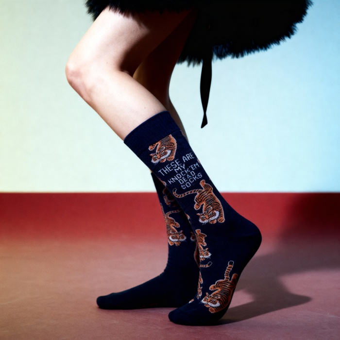 Tiger "These Are My Knock 'Em Dead" Socks | Unique Hand Illustrated Designs | Gift for Her