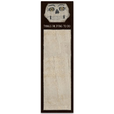Things I'm Dying To Do Magnetic List Pad with Skeleton Face Illustration | Halloween-themed Notepad