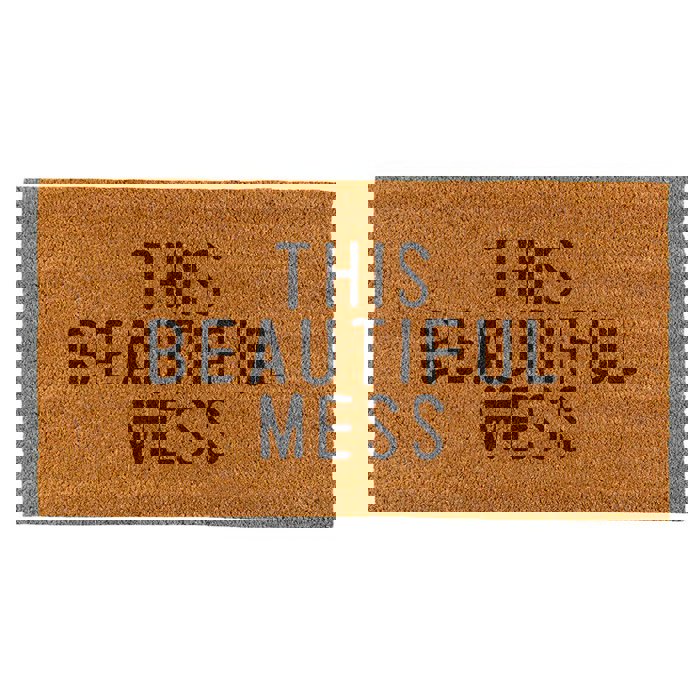 This Beautiful Mess Coir Door Mat | Welcome Outdoor Indoor Rug | 30" x 16"