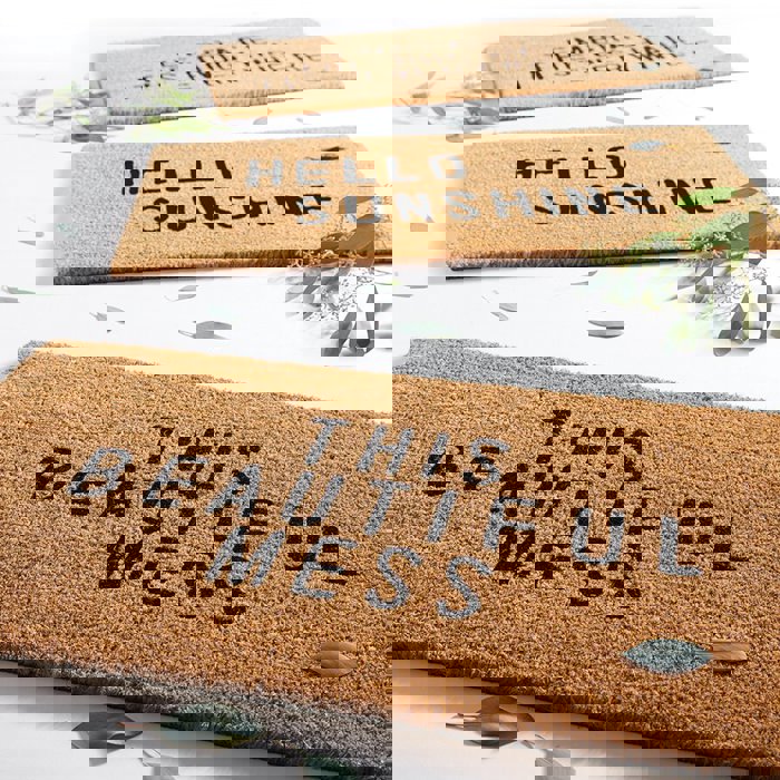 This Beautiful Mess Coir Door Mat | Welcome Outdoor Indoor Rug | 30" x 16"