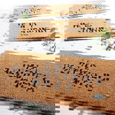 This Beautiful Mess Coir Door Mat | Welcome Outdoor Indoor Rug | 30" x 16"