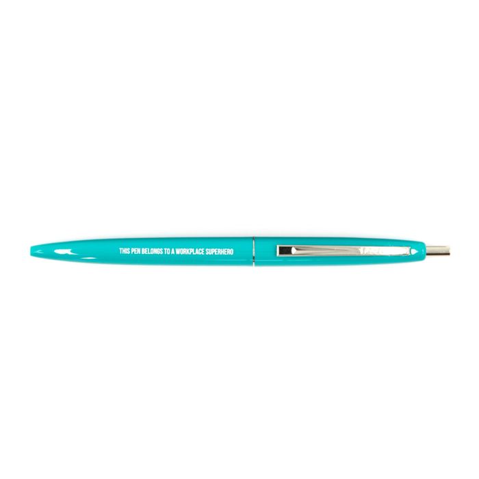 This Pen Belongs To A Workplace Hero Refillable Pen in Teal and White