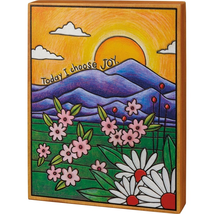 Today I Choose Joy Box Sign | Sunrise Wooden Wall Desk Decor | 9" x 12" x 1.75"