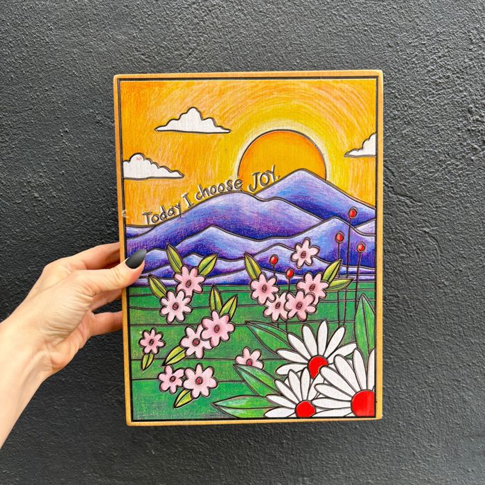 Today I Choose Joy Box Sign | Sunrise Wooden Wall Desk Decor | 9" x 12" x 1.75"