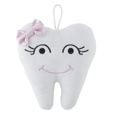 Tooth Fairy Pillow in Pink | Baby Tooth-Shaped Plush Toy