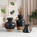  Triomphe Handle Vase | Minimalist Black and Gold | 4.5" Tall