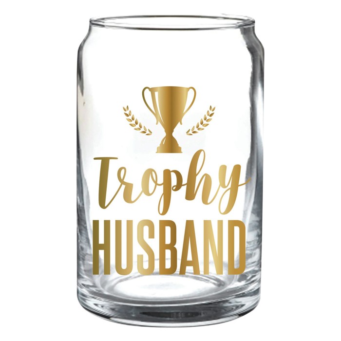 Trophy Husband Beer Glass with Gold Lettering | 15 oz. Unique Gift for Men